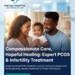 Happy young couple holding their baby at Chetna Hospital promoting compassionate PCOS and infertility treatment in Pimpri Chinchwad with expert hormonal care services