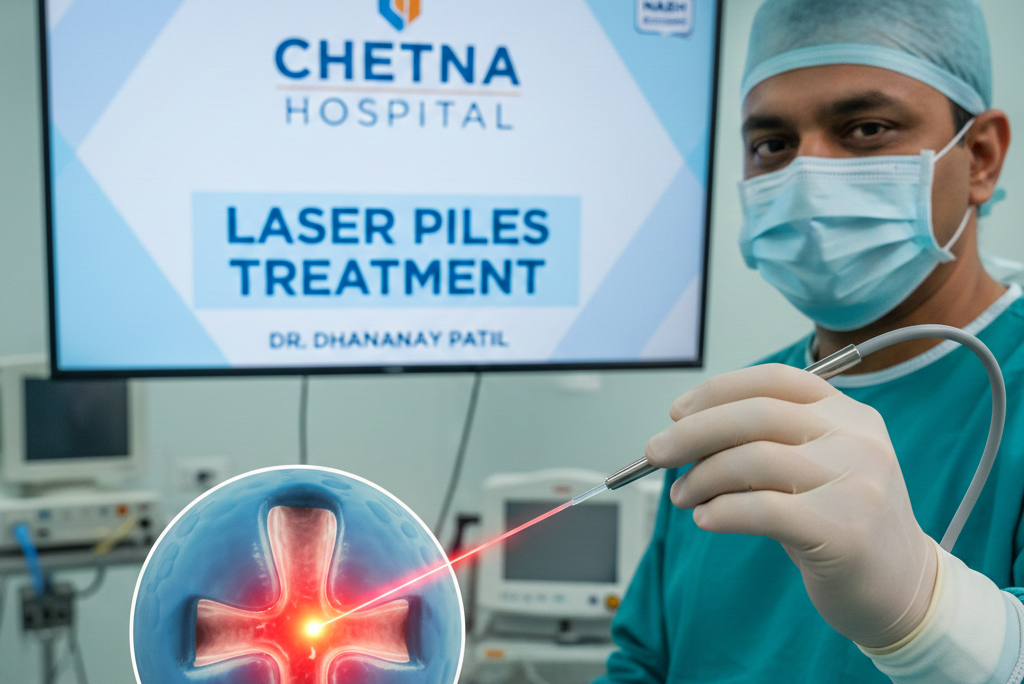 Laser Piles Treatment in Pimpri Chinchwad by Dr. Dhananjay Patil at Chetna Hospital.