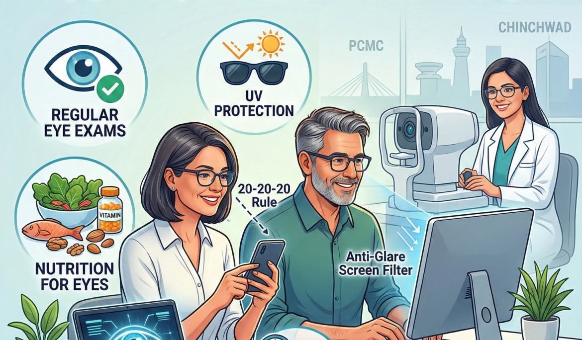 Dr. Rachana Tiwari Patil, senior ophthalmologist at Chetna Hospital, specializing in preventive eye care for patients over 40 in Pimpri Chinchwad.