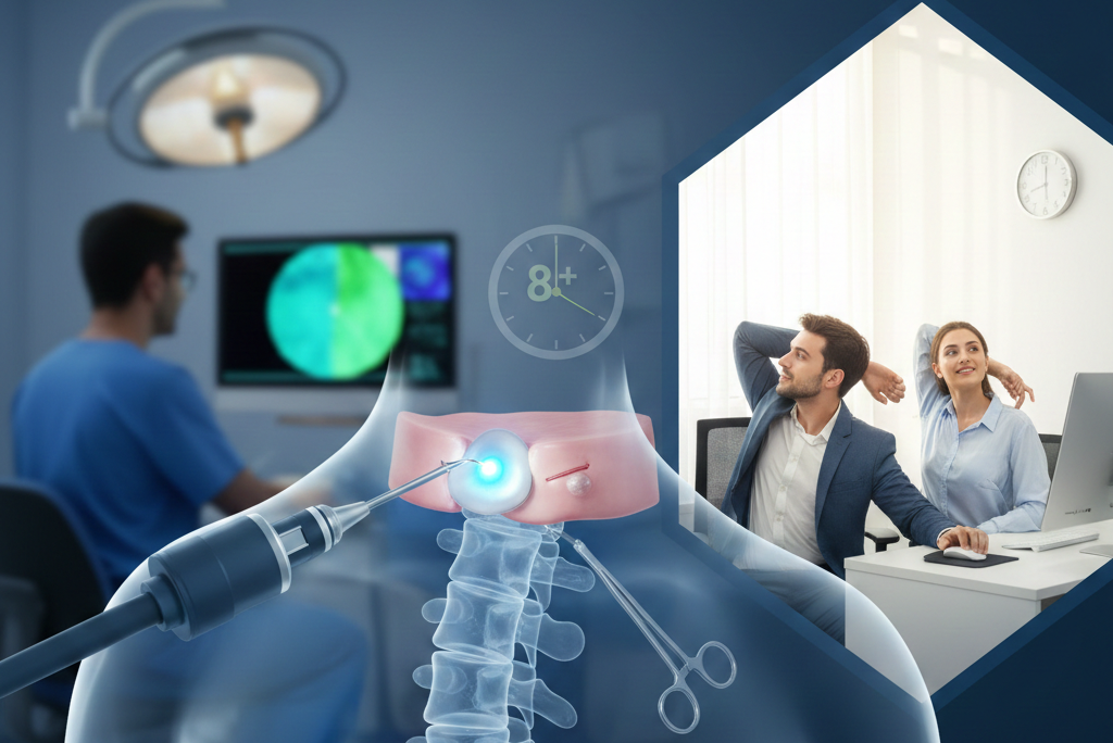 Endoscopic spine surgery procedure visualization for back pain relief, performed by Dr. Nirmal Patil at Chetna Hospital, Chinchwad.