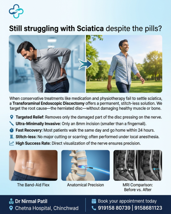 Dr Nirmal Patil performing sciatica surgery at Chetna Hospital Chinchwad Pune near Sambhaji Nagar