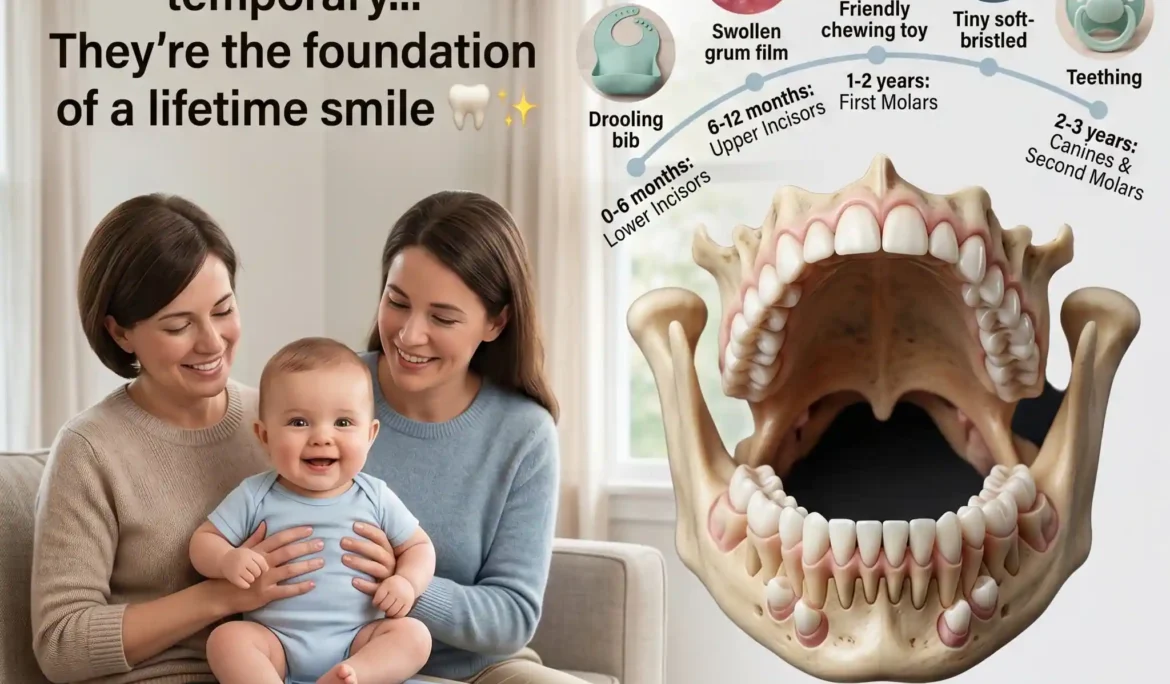 Baby teething timeline chart showing order of teeth eruption