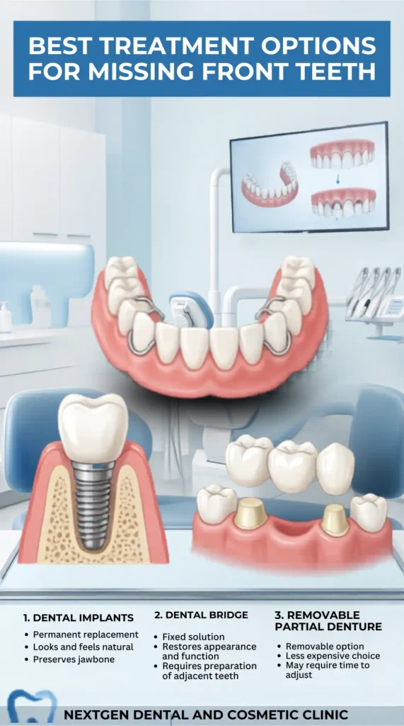Best Treatment Options for Missing Front Teeth at chetna hospital nextgen dentl and cosmetic 
