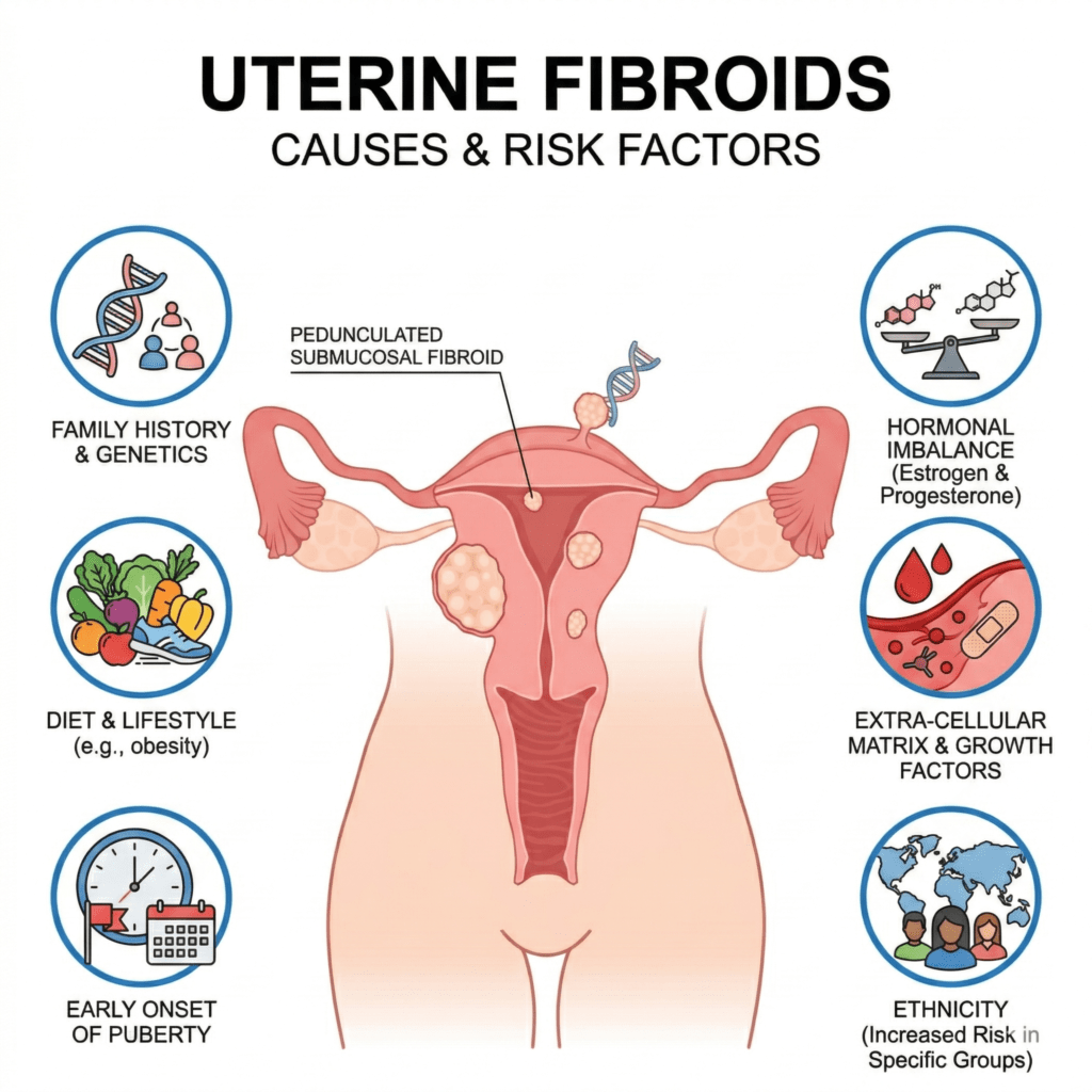 Ganyacologist in Chinchwad explaining causes of uterine fibroids including hormonal imbalance and lifestyle factors