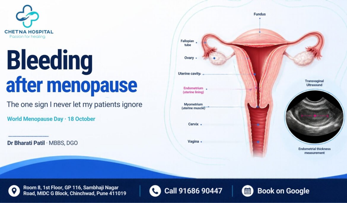 Bleeding after menopause – labelled illustration of the uterus and lining, Dr Bharati Patil, gynaecologist in Chinchwad
