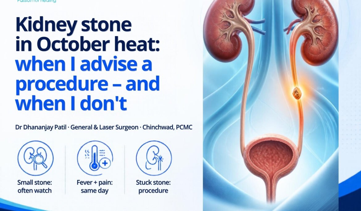 Kidney stone in October heat: when Dr Dhananjay Patil advises a procedure and when he waits. Chetna Hospital, Chinchwad