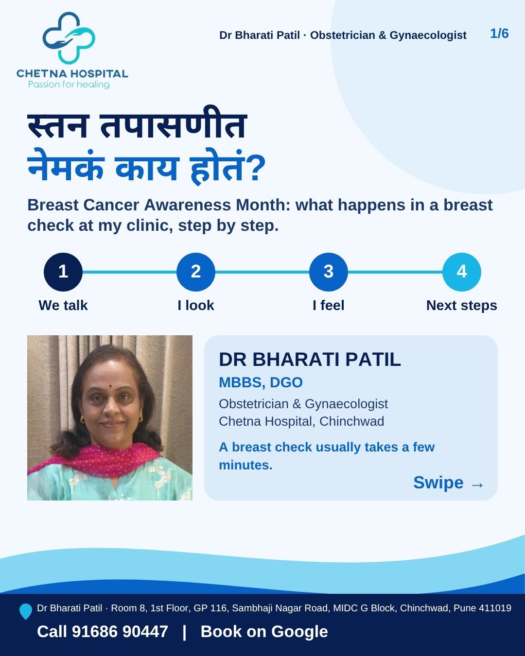 Slide 1: What happens in a breast check, Dr Bharati Patil, Chinchwad