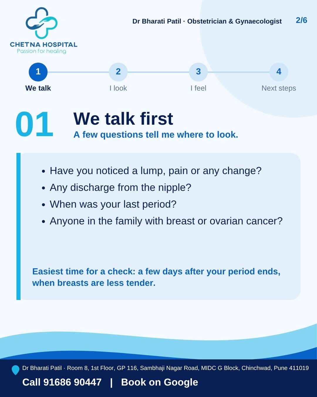 Slide 2: Step 1, we talk first