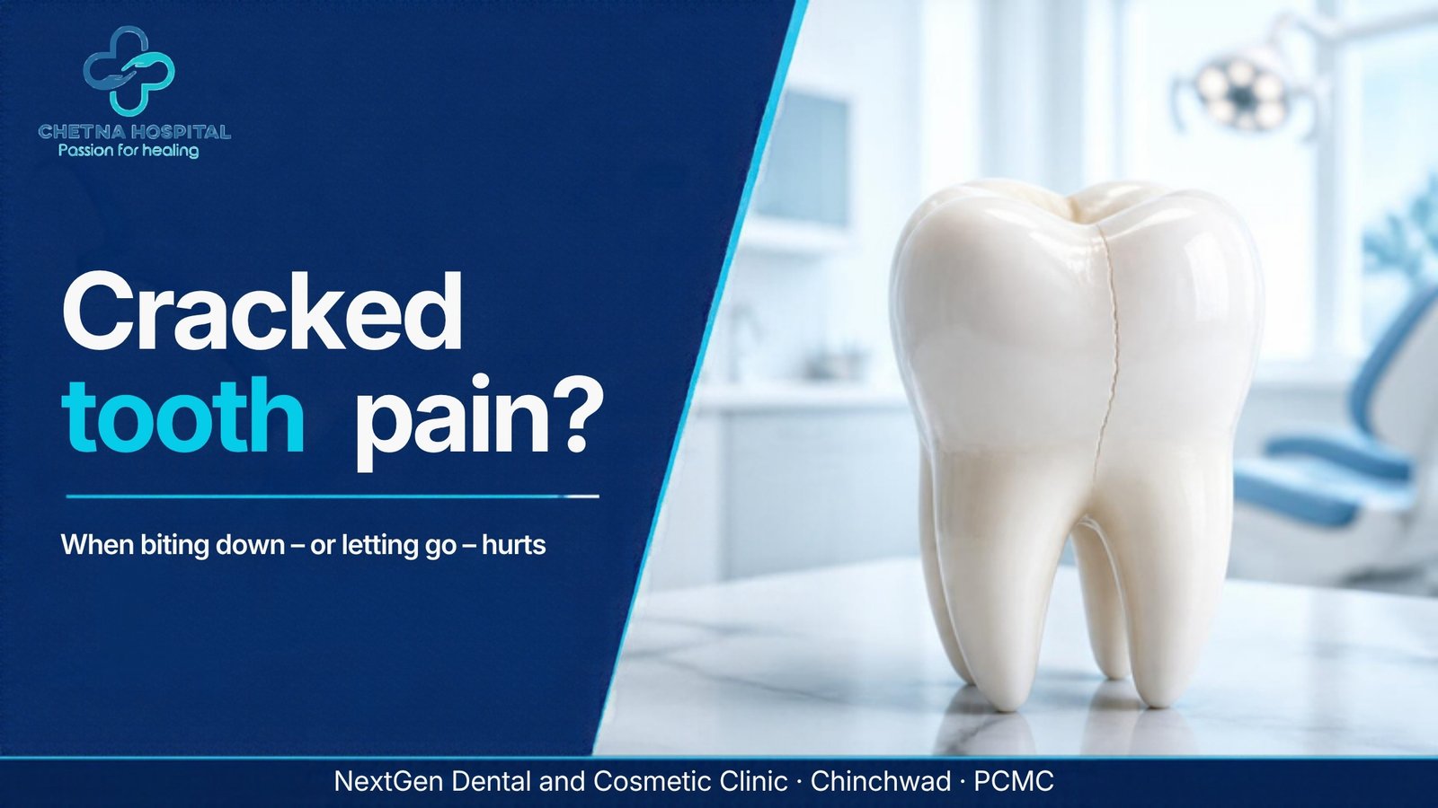 Cracked tooth pain explained: molar with a hairline crack, NextGen Dental and Cosmetic Clinic, dentist in Chinchwad, PCMC